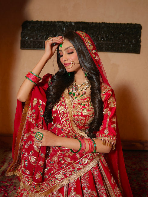 Usama Raw Silk Heavy Lehenga