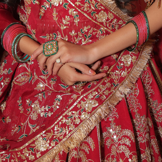 Usama Raw Silk Heavy Lehenga