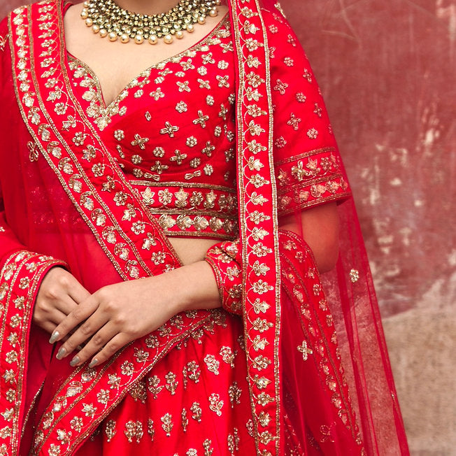 Timna Red Bridal Lehenga