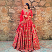 Naazim Raw Silk Red Lehenga