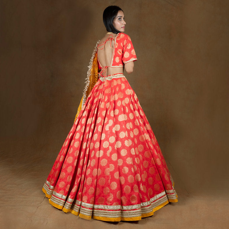 Benazir Silk Orange Lehenga