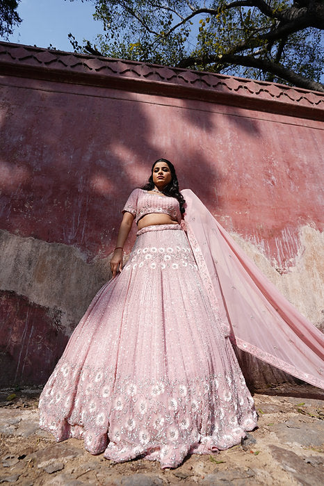 Dusty Pink Marvia Embroidered Lehenga Set