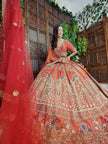 Mihrimah Rust Tissue Lehenga