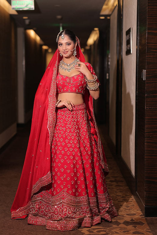 Carmina Red Embroidered Lehenga Set