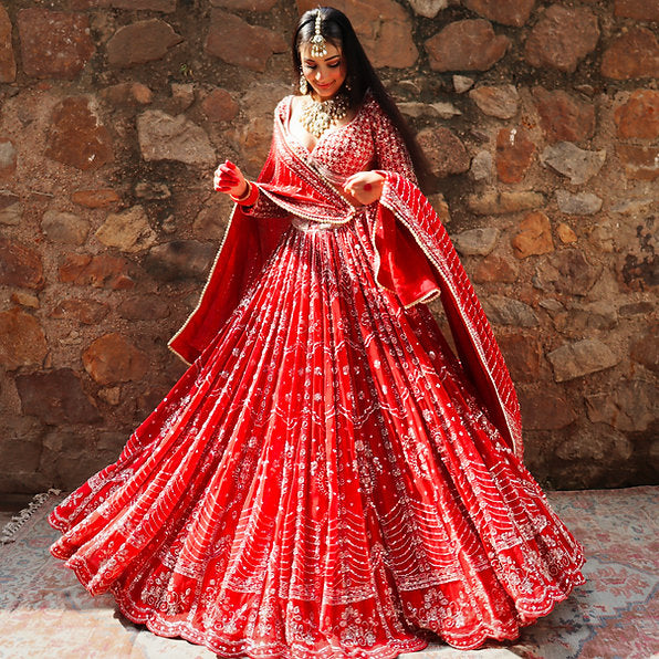Ece Organza Red Lehenga