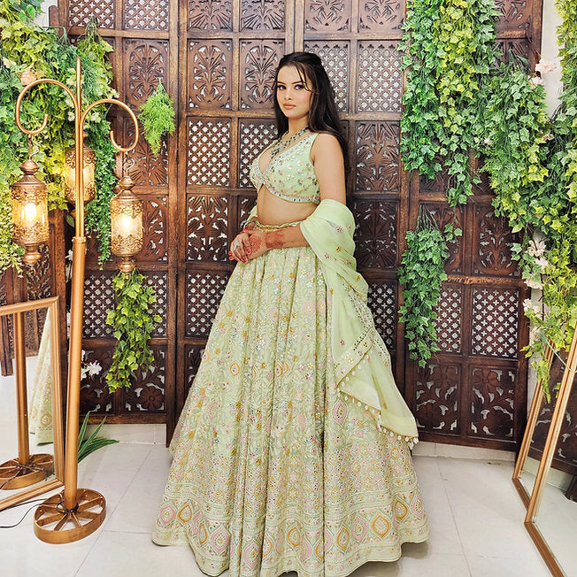 Sufian Pistachio Green Lehenga