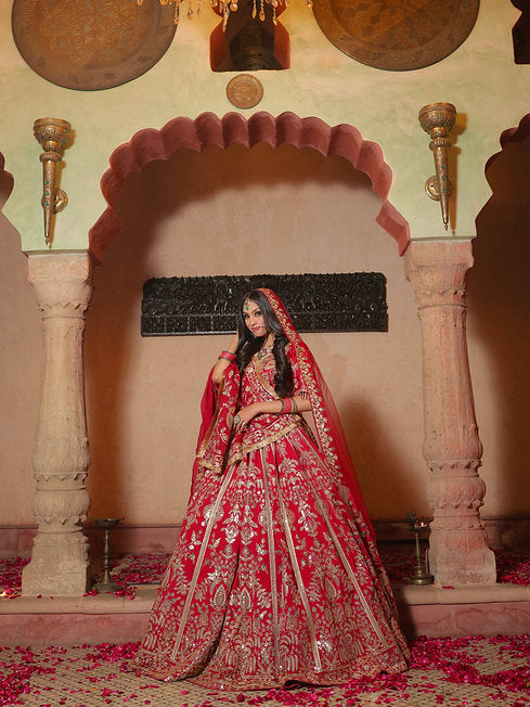 Usama Raw Silk Heavy Lehenga