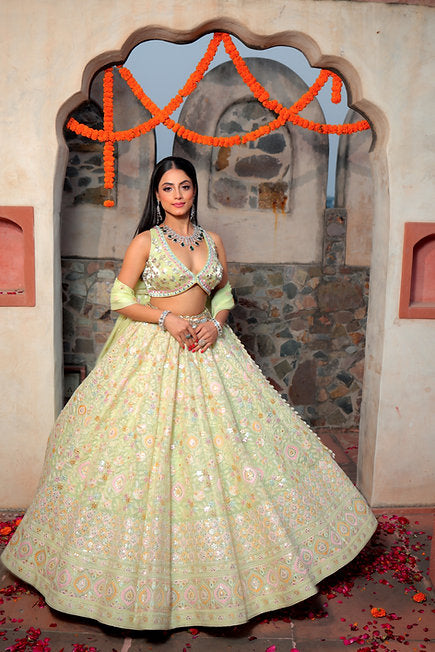 Sufian Pistachio Green Lehenga