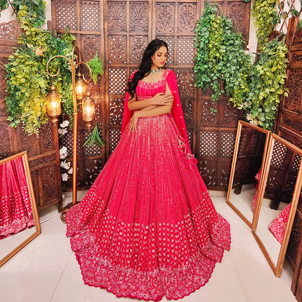 Tamia Organza Pink Lehenga