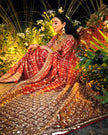 Taara red Banarasi bandhej saree, back view, Amaltas Couture