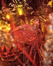 Taara red Banarasi bandhej saree, hand embroidered blouse, Amaltas Couture
