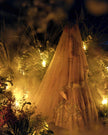 Aabida peach tissue bridal lehenga, full ghera flare, Amaltas Couture