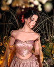 Perizaad mauve tissue lehenga with contrast yellow tissue dupatta, Amaltas Couture