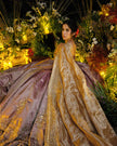 Perizaad mauve tissue lehenga, back view, Amaltas Couture