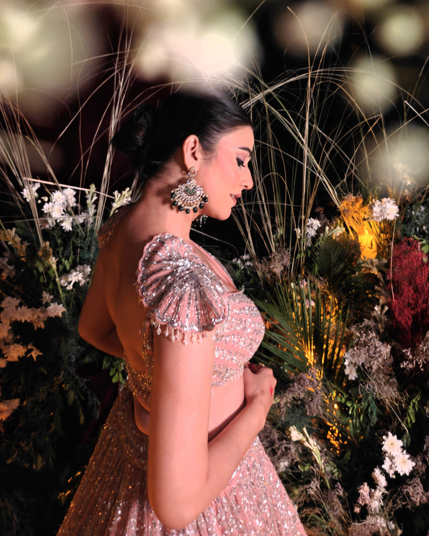 Noorie gold georgette bridal lehenga, styled for the wedding, Amaltas Couture