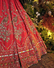 Laleh red silk bridal lehenga, styled for the wedding, Amaltas Couture