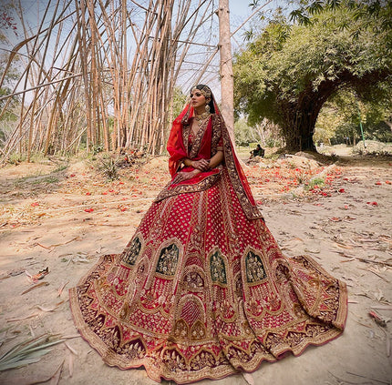 Kesari Maroon Embroidered Lehenga Set
