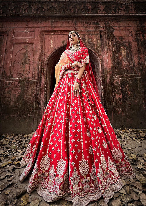Gulnaz Red Embroidered Lehenga Set