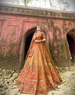 Zardozi Burnt Orange Pankh Embroidered Lehenga Set